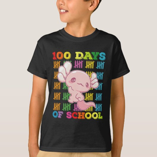 100 Schultage Axolotl Lehrer T-Shirt (Vorderseite)
