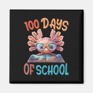 100 Schultage Axolotl Sea 100. Tag Magnet