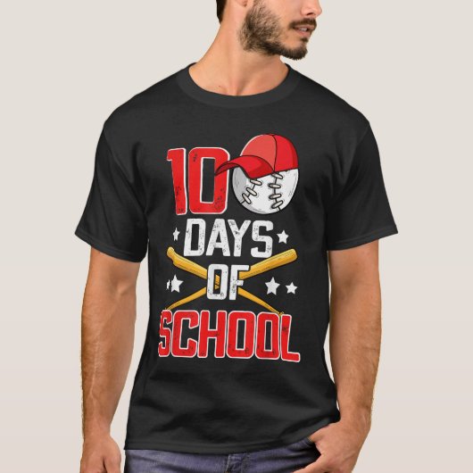 100 Schultage Baseball 100 Schuljunge T-Shirt (Vorderseite)