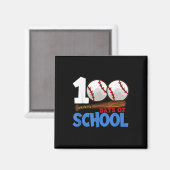 100 Schultage Baseball 100 Schultag Magnet (Vorderseite/Rückseite)
