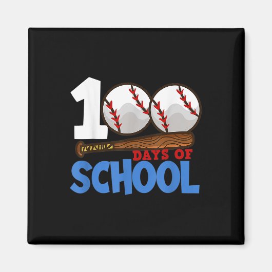 100 Schultage Baseball 100 Schultag Magnet (Vorne)