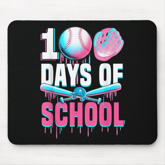 100 Schultage Baseball Bat Tropfen 100. Mousepad (Vorne)