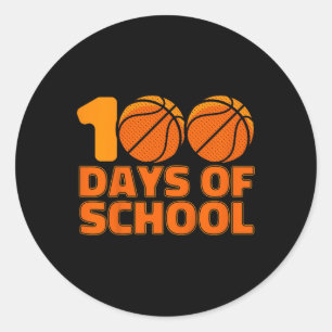 100 Schultage Basketball 100 Schultag Runder Aufkleber