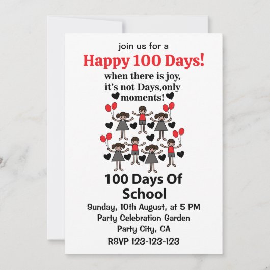 100 Schultage Einladung (Vorderseite)