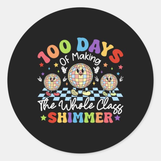 100 Schultage, in denen der ganze Cl Shimmer Gir Runder Aufkleber (Vorderseite)