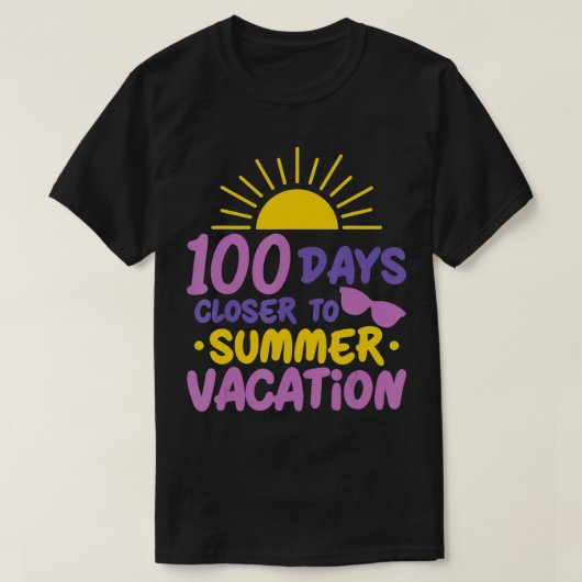 100 Schultage Naher Sommerurlaubslehrer T-Shirt (Design vorne)
