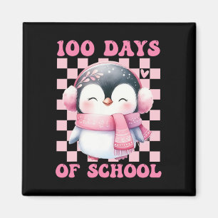 100 Schultage Niedlicher Pinguin mit Ckpack School Magnet