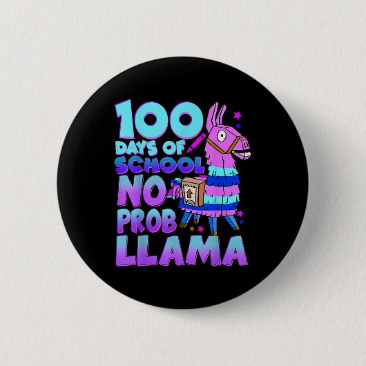 100 Schultage Nr. Probllama Llama 100. Tag Button (Vorderseite)