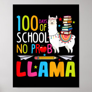 100 Schultage Nr. Probllama Llama Funny 100. Poster