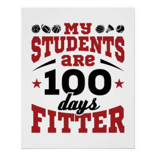 100 Schultage PE Lehrer 100 Tage Fitter Poster