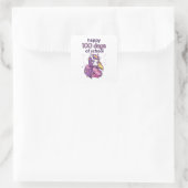 100 Schultage Quadratischer Aufkleber (Tasche)