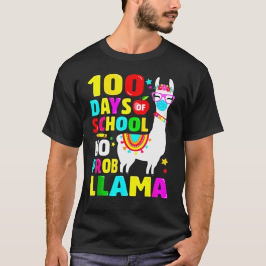 100 Schultage Shirt Nr. Probllama Llama Gesicht (Vorderseite)