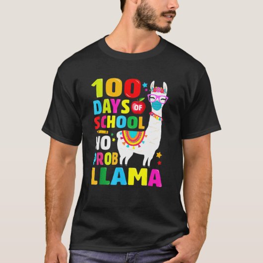 100 Schultage Shirt Nr. Probllama Llama Gesicht (Vorderseite)