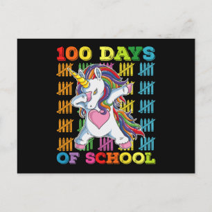 100 Schultage Unicorn-Lehrer Postkarte