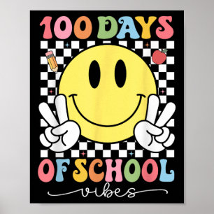 100 Schultage Vibes Niedliches Lächeln Gesicht 100 Poster