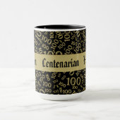 100 Schwarz/Gold Zahlenmuster zum hundertjährigen  Tasse (Zentrum)