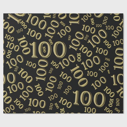 100. Schwarz/Gold Zufallszahlenmuster Große Geschenkpapier (Flach)