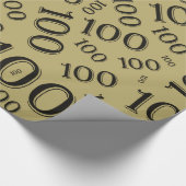 100. Schwarz/Gold Zufallszahlenmuster Große Geschenkpapier (Ecke)