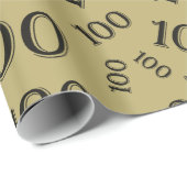 100. Schwarz/Gold Zufallszahlenmuster Große Geschenkpapier (Rolleneckpunkt)