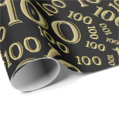 100. Schwarz/Gold Zufallszahlenmuster Mittel Geschenkpapier (Rolleneckpunkt)
