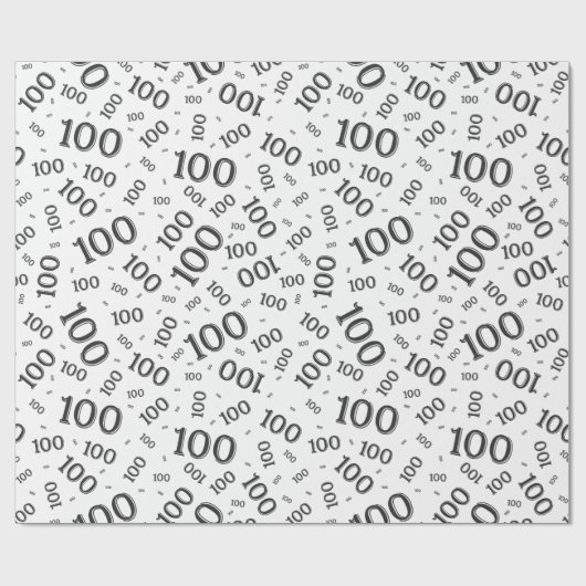 100. Schwarz/Weiß Random Number Pattern Mittel Geschenkpapier (Flach)