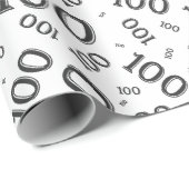 100. Schwarz/Weiß Random Number Pattern Mittel Geschenkpapier (Rolleneckpunkt)