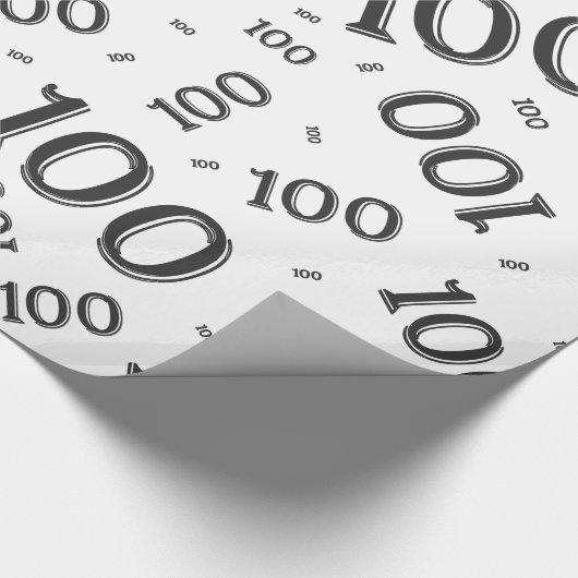 100. Schwarz/Weiß-Random-Zahlenmuster groß Geschenkpapier (Ecke)