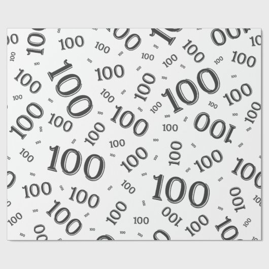 100. Schwarz/Weiß-Random-Zahlenmuster groß Geschenkpapier (Flach)
