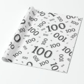 100. Schwarz/Weiß-Random-Zahlenmuster groß Geschenkpapier (Ungerollt)