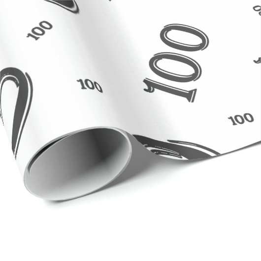 100. Schwarz/Weiß-Random-Zahlenmuster groß Geschenkpapier (Rolleneckpunkt)