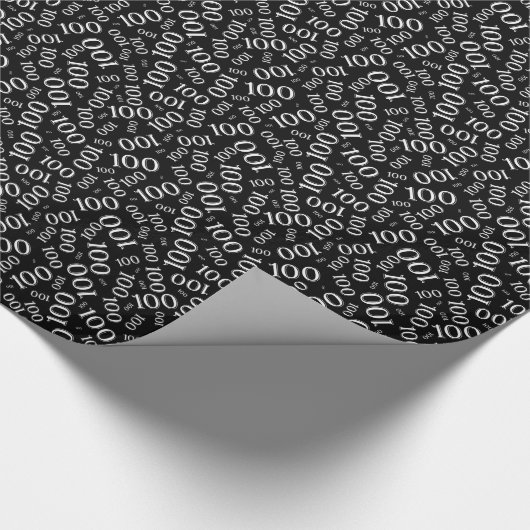 100. Schwarz/Weiß Random Zahlenmuster Klein Geschenkpapier (Ecke)