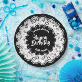 100. Schwarz/Weiß-Random-Zahlenmuster Pappteller (Party)