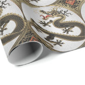 [100] Schwarzer und Gold Heiliger Ostdrache Geschenkpapier (Rolleneckpunkt)