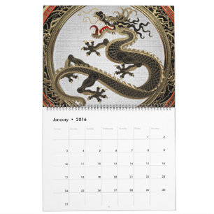 [100] Schwarzer und Gold Heiliger Ostdrache Kalender