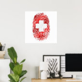 100% Schweizer DNA-Fingerabdruck Schweiz Flaggenge Poster (Heimbüro)