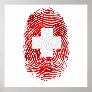 100% Schweizer DNA-Fingerabdruck Schweiz Flaggenge Poster