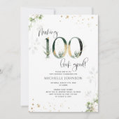 100 sehen gut aus, grüner Gold, botanischer Geburt Einladung (Vorderseite)