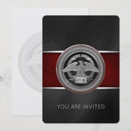 [100] Silberrömischer Kaiseradler über Medallion Einladung (Vorne/Hinten)