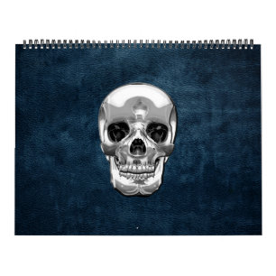 [100] Silver Human Skull Kalender