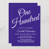 100 Skripte Lila 100. Geburtstagsparty Einladung (Vorne/Hinten)