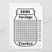 100 $ Sparquote Tracker Mason Jar Haushaltsziffer Einladung (Vorne/Hinten)