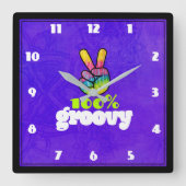 100% starkes Regenbogen-Handfriedenszeichen Quadratische Wanduhr (Vorderseite)