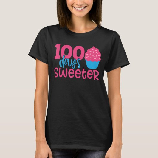 100 Sweeter Days Cupcake 100. Tag der Schule Mädch T-Shirt (Vorderseite)