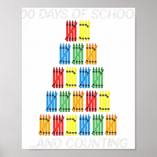 100. Tag 100 Schultage Crayon Hash Marks Tea Poster (Vorne)