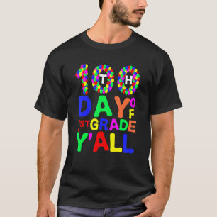 100. Tag der 1. Klasse Y'all Ballons Lehrer Stud T-Shirt