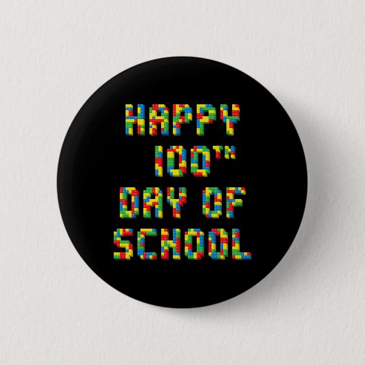 100. Tag der Schule Bausteine Lehrer Kinder Button (Vorderseite)