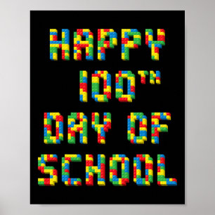 100. Tag der Schule Bausteine Lehrer Kinder Poster