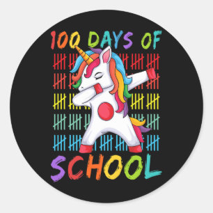 100. Tag der Schule Dabbing Einhorn 100 magische D Runder Aufkleber