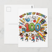 100. Tag der Schule Farbdesign – Postkarte (Vorne/Hinten)