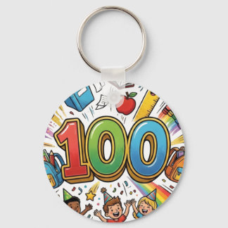 100. Tag der Schule Farbdesign zum Feiern – Schlüsselanhänger